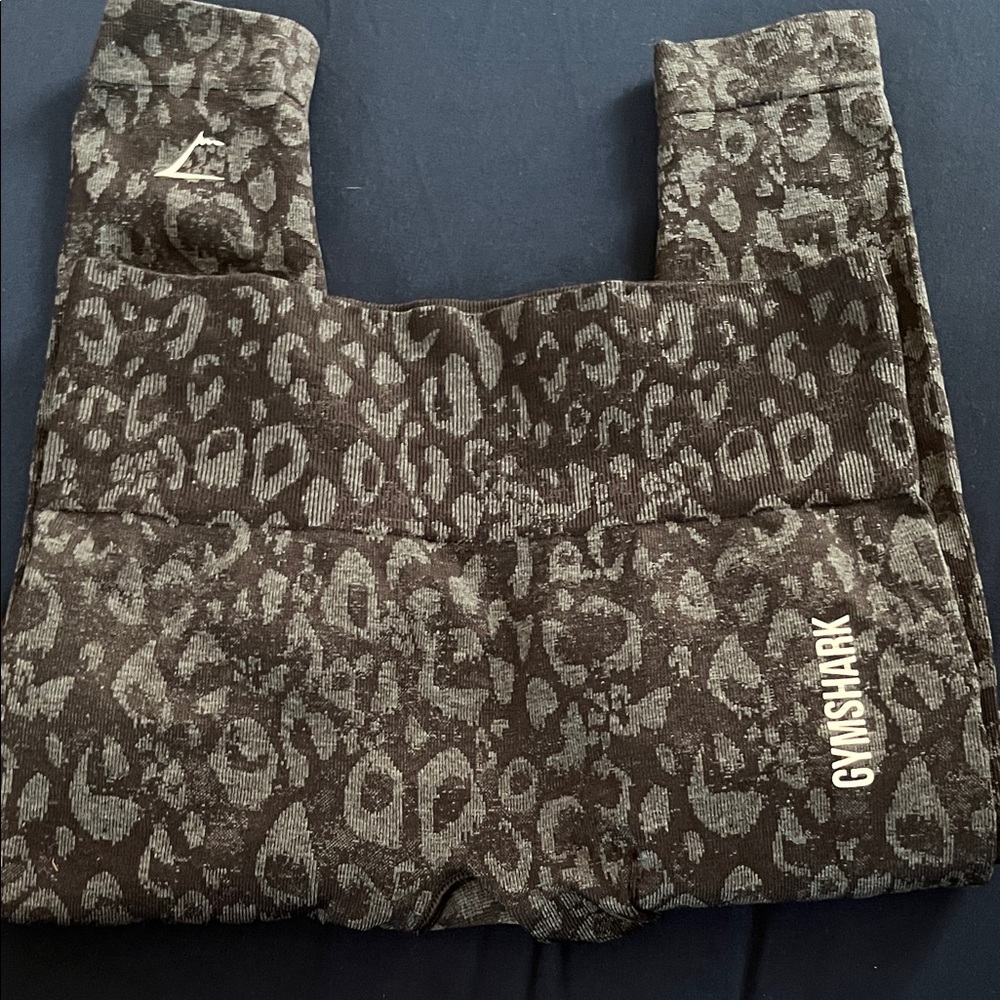 Gymshark Animal Print Leggings in Navy and Cream